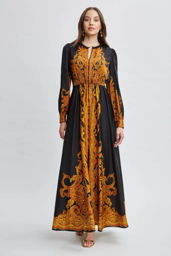 Elie Tahari Long Sleeve Dresses | Dresses & Jumpsuits-Silk Paisley Maxi Dress