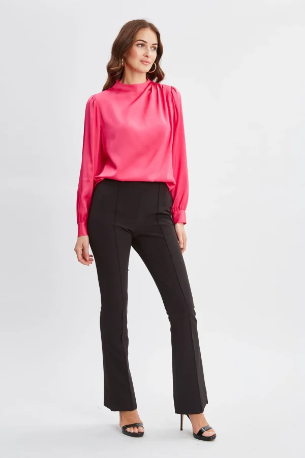 Elie Tahari Tops & Sweaters-Silk Pleated Draped Neck Shirt