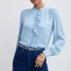 Elie Tahari Tops & Sweaters | Suiting-Silk Ruffle Button Down Shirt