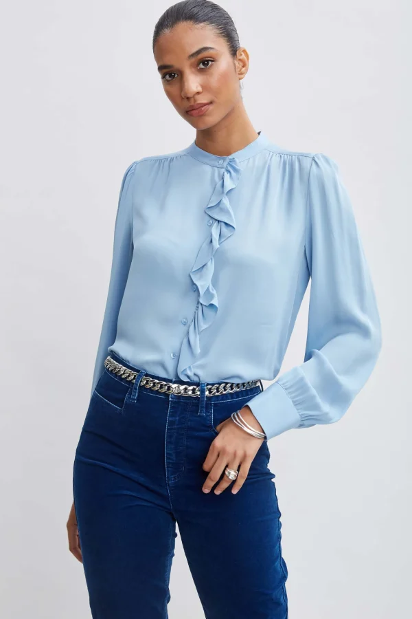 Elie Tahari Tops & Sweaters | Suiting-Silk Ruffle Button Down Shirt