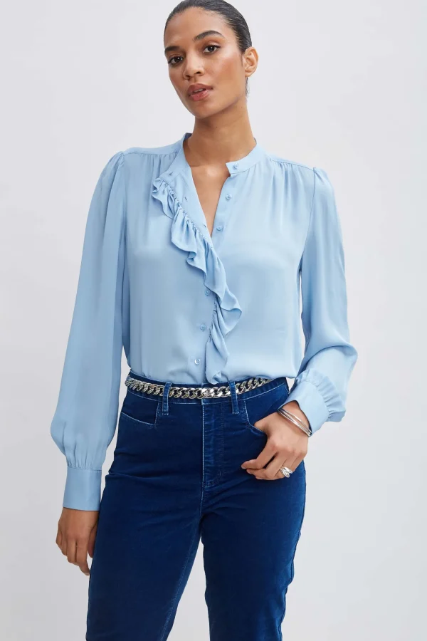 Elie Tahari Tops & Sweaters | Suiting-Silk Ruffle Button Down Shirt