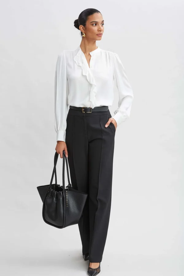 Elie Tahari Tops & Sweaters | Suiting-Silk Ruffle Button Down Shirt