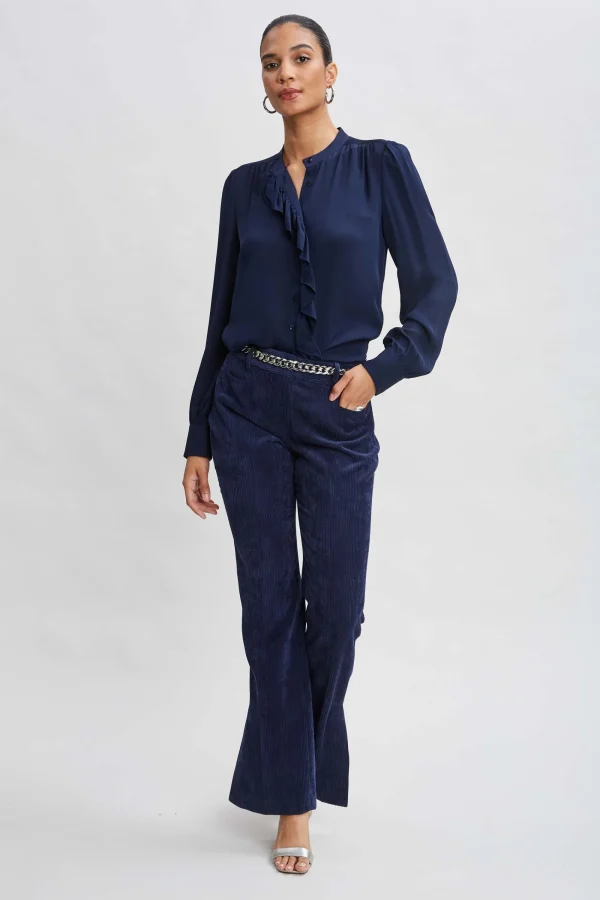 Elie Tahari Tops & Sweaters | Suiting-Silk Ruffle Button Down Shirt