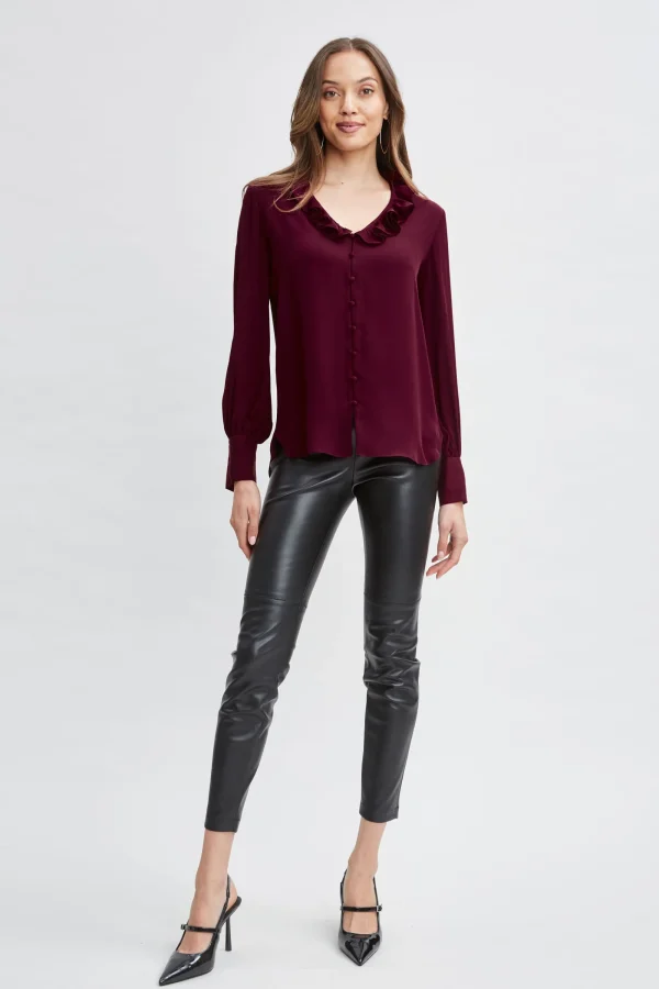 Elie Tahari Tops & Sweaters-Silk Ruffle Neck Shirt