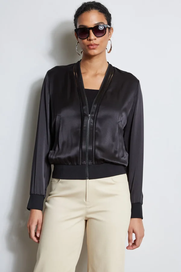 Elie Tahari Jackets & Blazers-Silk Satin Bomber Jacket