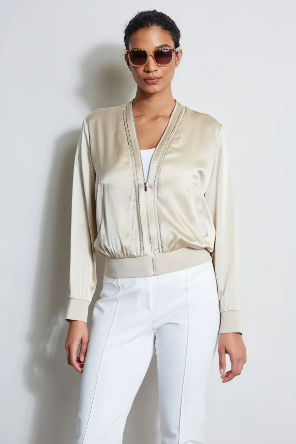 Elie Tahari Jackets & Blazers-Silk Satin Bomber Jacket