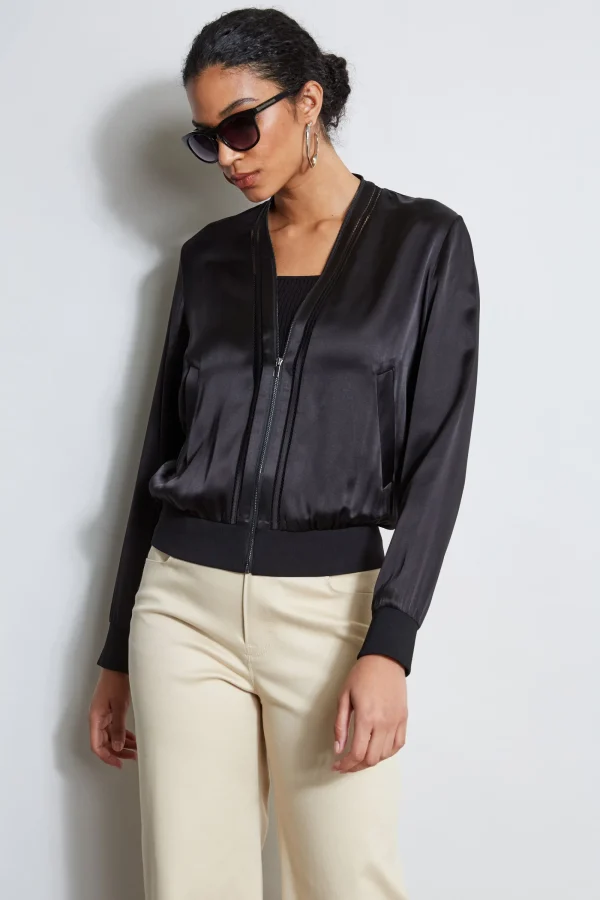 Elie Tahari Jackets & Blazers-Silk Satin Bomber Jacket