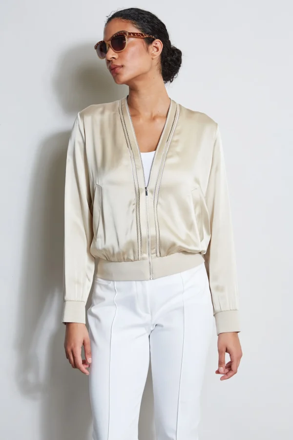 Elie Tahari Jackets & Blazers-Silk Satin Bomber Jacket