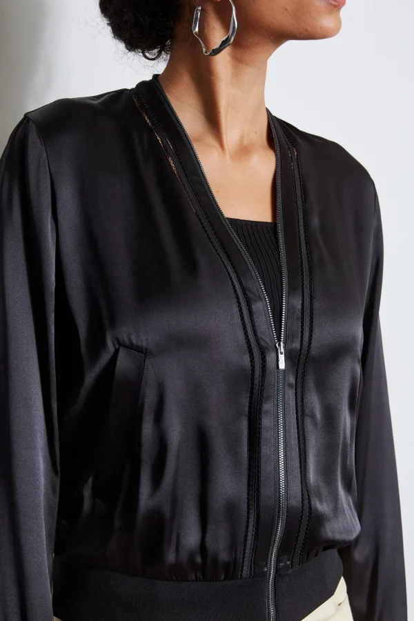 Elie Tahari Jackets & Blazers-Silk Satin Bomber Jacket