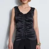 Elie Tahari Tops & Sweaters-Silk Satin Braid Ruched Top