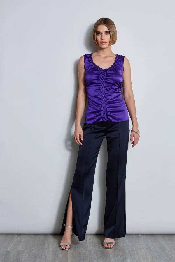 Elie Tahari Tops & Sweaters-Silk Satin Braid Ruched Top