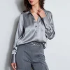 Elie Tahari Tops & Sweaters | Suiting-Silk Satin Button Down Shirt