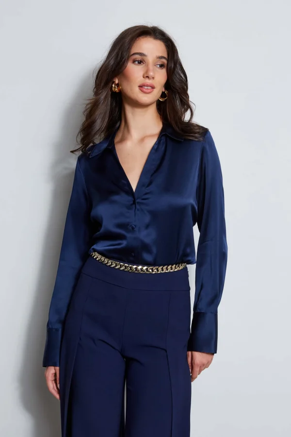 Elie Tahari Tops & Sweaters-Silk Satin Button Down Shirt