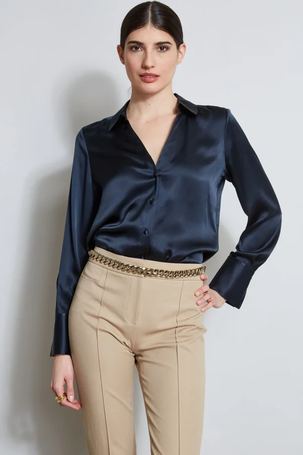 Elie Tahari Tops & Sweaters-Silk Satin Button Down Shirt