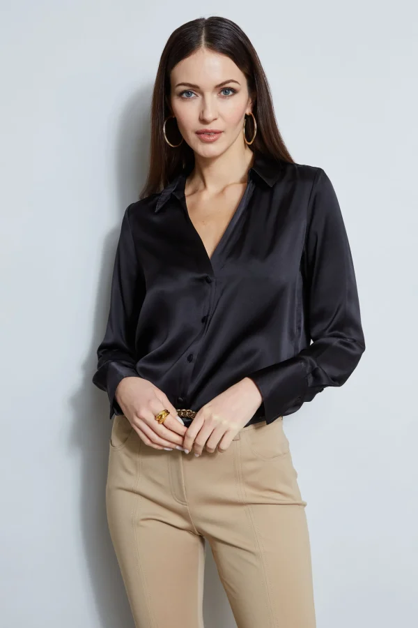 Elie Tahari Tops & Sweaters-Silk Satin Button Down Shirt