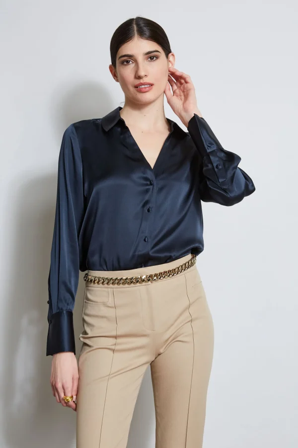 Elie Tahari Tops & Sweaters-Silk Satin Button Down Shirt