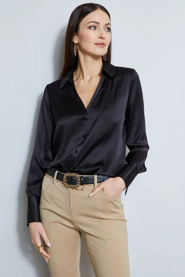 Elie Tahari Tops & Sweaters-Silk Satin Button Down Shirt