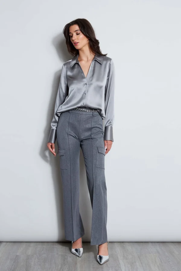 Elie Tahari Tops & Sweaters | Suiting-Silk Satin Button Down Shirt