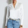 Elie Tahari Tops & Sweaters-Silk Satin Contour Neck Shirt