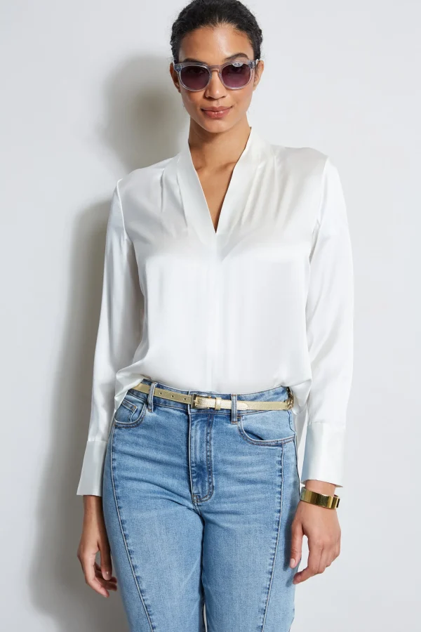 Elie Tahari Tops & Sweaters-Silk Satin Contour Neck Shirt