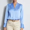 Elie Tahari Tops & Sweaters-Silk Satin Contour Neck Shirt