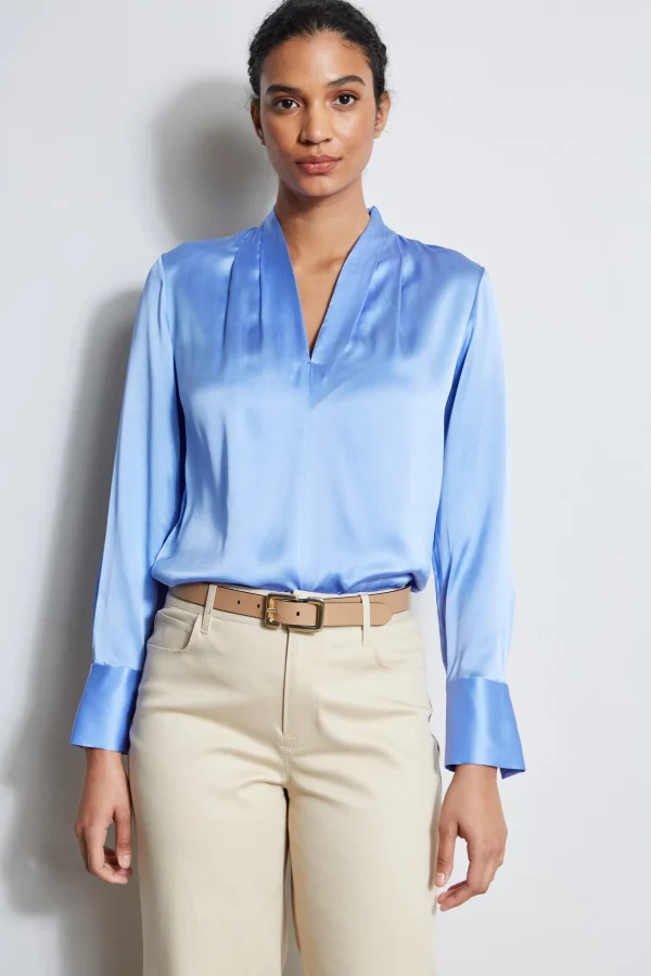 Elie Tahari Tops & Sweaters-Silk Satin Contour Neck Shirt