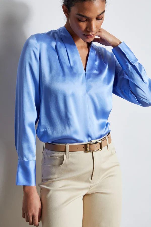 Elie Tahari Tops & Sweaters-Silk Satin Contour Neck Shirt