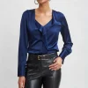 Elie Tahari Tops & Sweaters-Silk Satin Contour Ruffle Shirt