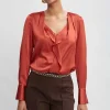 Elie Tahari Tops & Sweaters | Suiting-Silk Satin Contour Ruffle Shirt