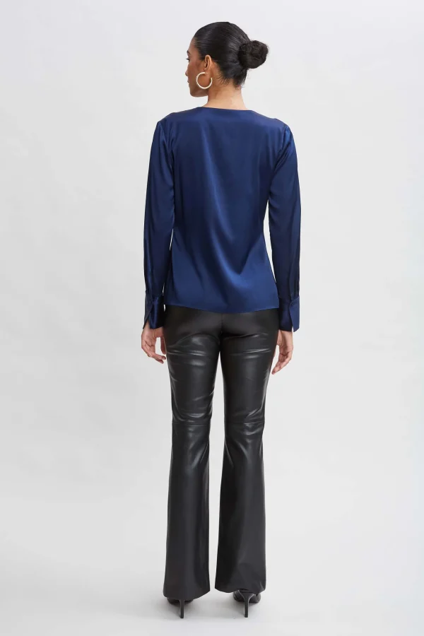 Elie Tahari Tops & Sweaters-Silk Satin Contour Ruffle Shirt