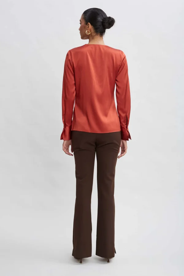 Elie Tahari Tops & Sweaters | Suiting-Silk Satin Contour Ruffle Shirt