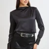 Elie Tahari Tops & Sweaters-Silk Satin Draped Neck Shirt