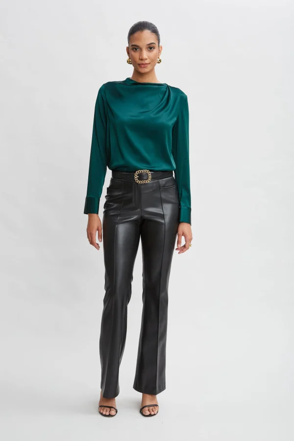 Elie Tahari Tops & Sweaters-Silk Satin Draped Neck Shirt