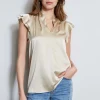 Elie Tahari Tops & Sweaters-Silk Satin Flutter Sleeve Shirt