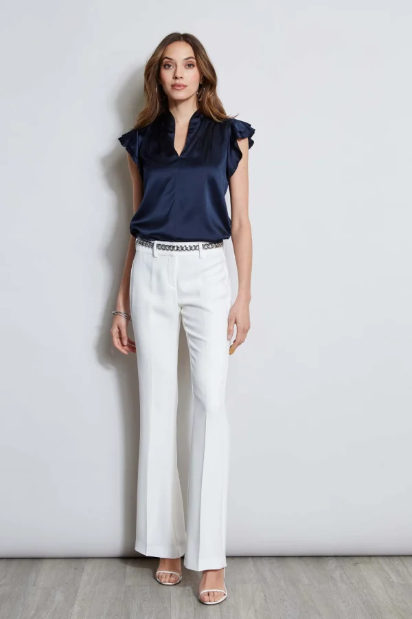 Elie Tahari Tops & Sweaters-Silk Satin Flutter Sleeve Shirt