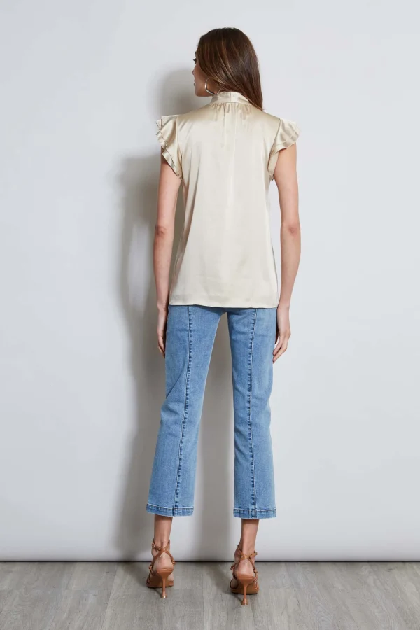 Elie Tahari Tops & Sweaters-Silk Satin Flutter Sleeve Shirt