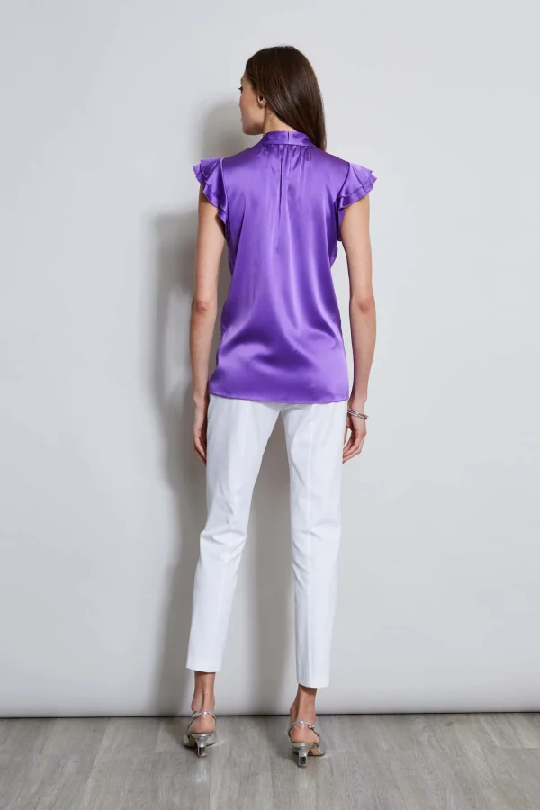Elie Tahari Tops & Sweaters-Silk Satin Flutter Sleeve Shirt