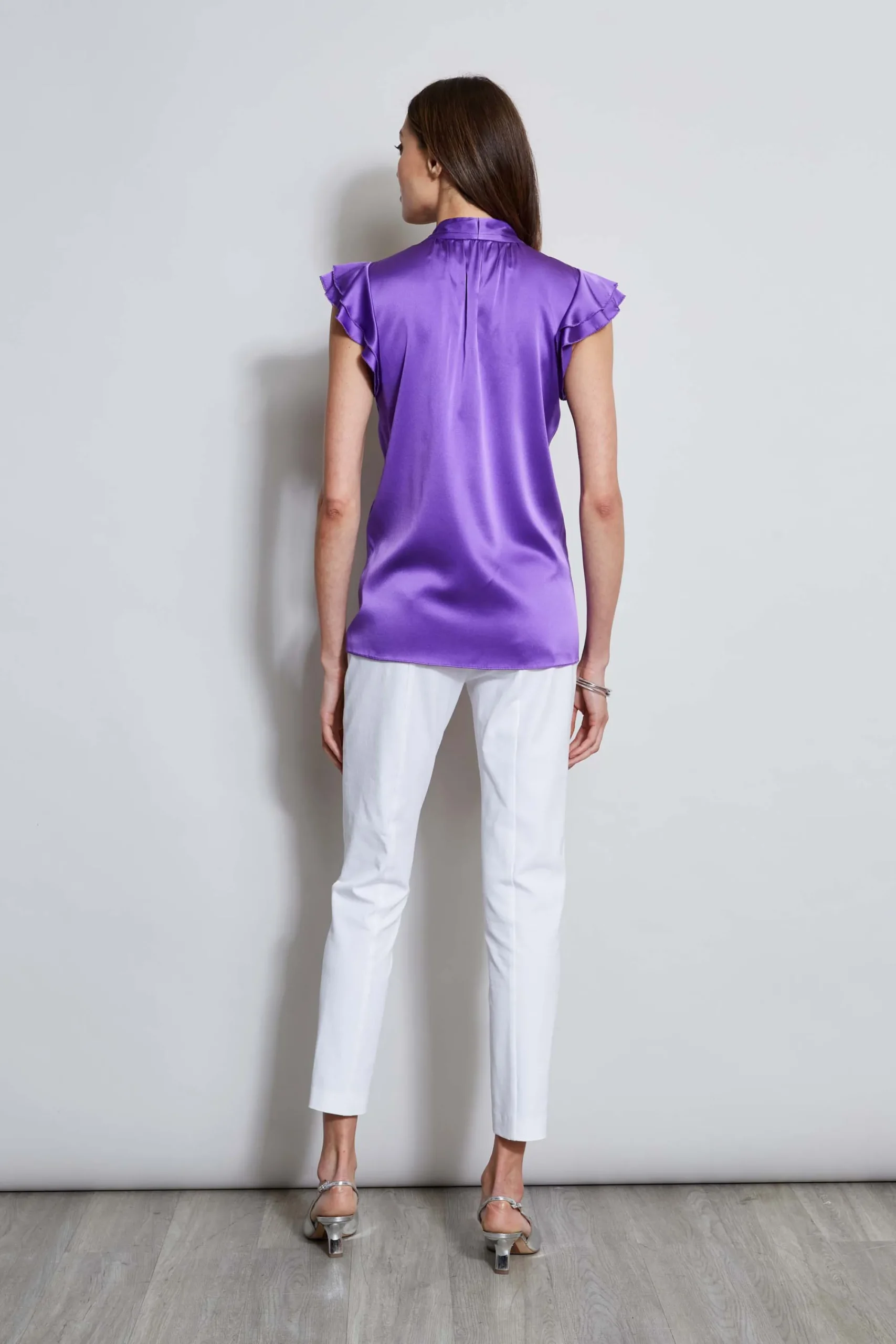silk_satin_flutter_sleeve_3.webp Elie Tahari Tops & Sweaters-Silk Satin Flutter Sleeve Shirt