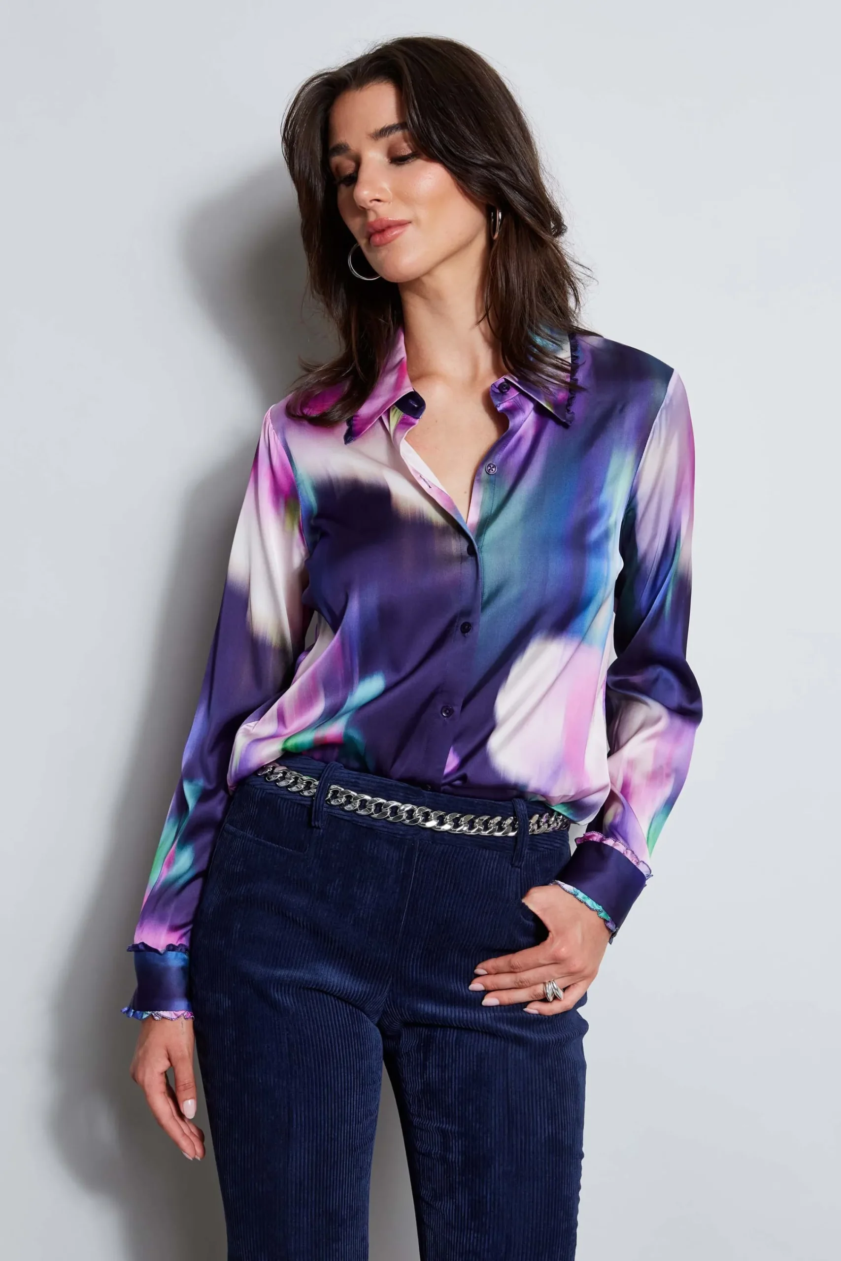 silk_satin_moire_floral_s_0.webp Elie Tahari Tops & Sweaters-Silk Satin Moire Floral Shirt