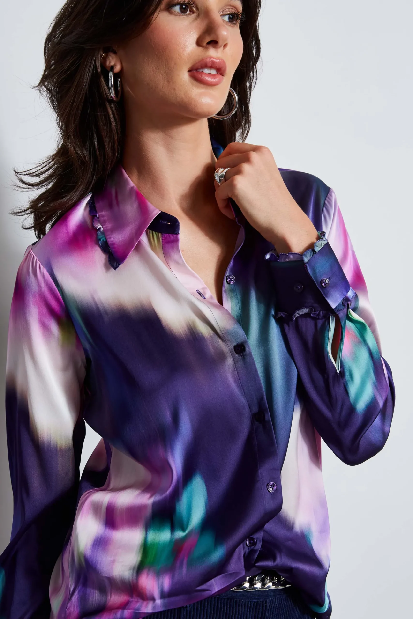 silk_satin_moire_floral_s_3.webp Elie Tahari Tops & Sweaters-Silk Satin Moire Floral Shirt