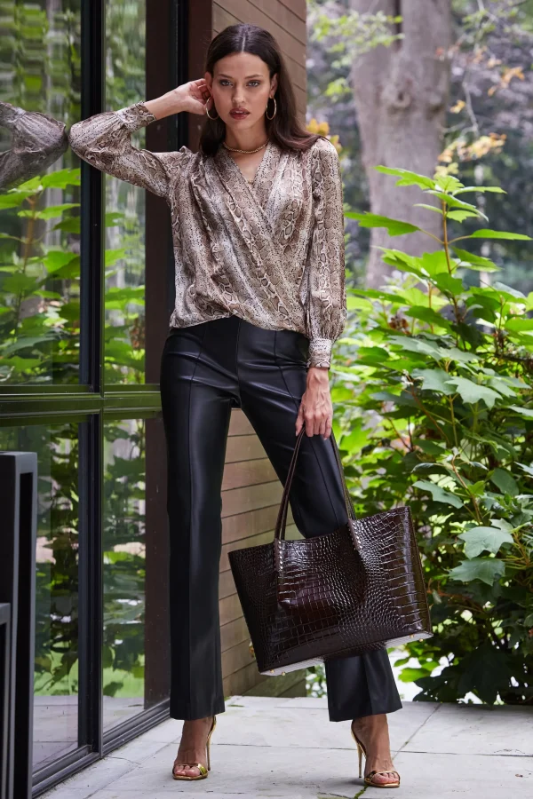 Elie Tahari Tops & Sweaters-Silk Satin Python Draped Shirt