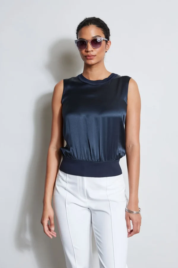 Elie Tahari Tops & Sweaters-Silk Satin Rib Shirt