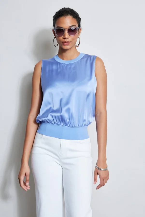 Elie Tahari Tops & Sweaters-Silk Satin Rib Shirt