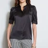 Elie Tahari Tops & Sweaters-Silk Satin Ruched Sleeve Shirt