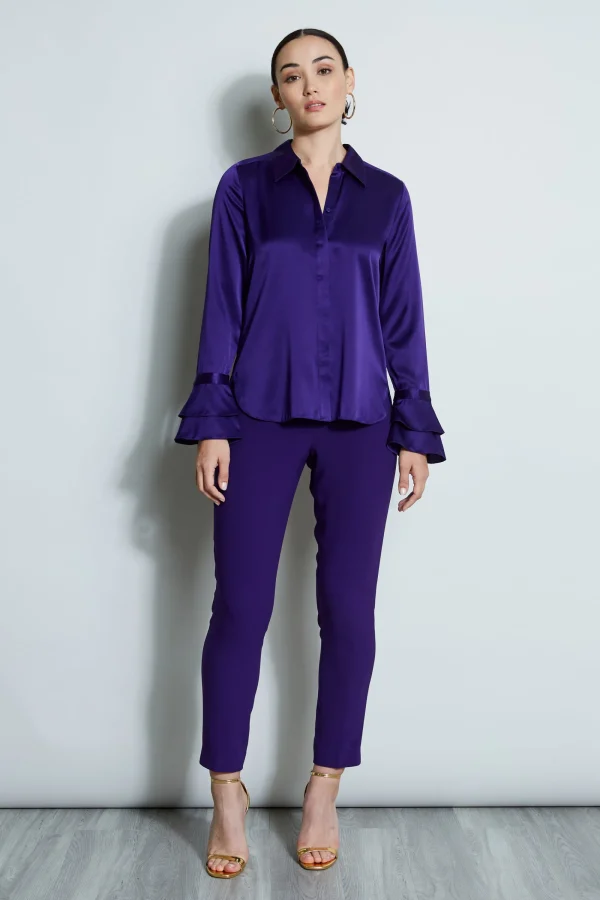 Elie Tahari Tops & Sweaters-Silk Satin Ruffle Cuff Shirt