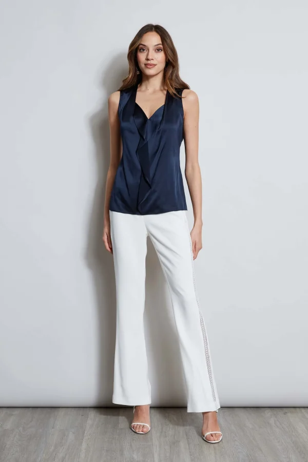 Elie Tahari Tops & Sweaters-Silk Satin Sleeveless Cascade Shirt