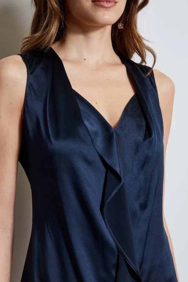 Elie Tahari Tops & Sweaters-Silk Satin Sleeveless Cascade Shirt