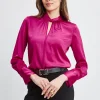 Elie Tahari Tops & Sweaters-Silk Satin Twist Neck Shirt