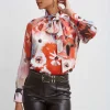 Elie Tahari Tops & Sweaters-Silk Satin Wintergarden Chiffon Sleeve Shirt