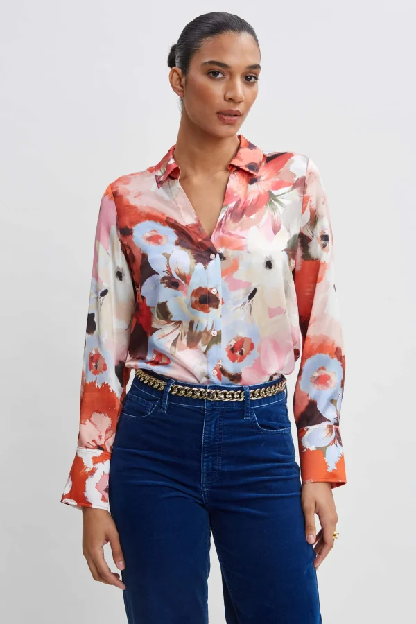 Elie Tahari Tops & Sweaters-Silk Satin Wintergarden Shirt